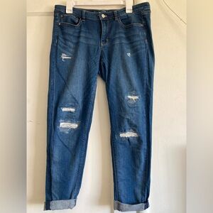 White House Black Market Distressed Blue Boyfriend Jeans